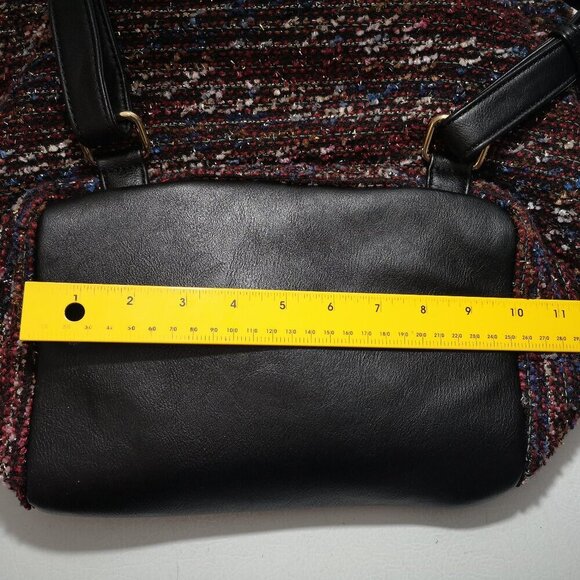 Aldo Adult Ladies Burgundy with Sparkly Yarn & Black Trim Snap Closure Backpack - Picture 15 of 16